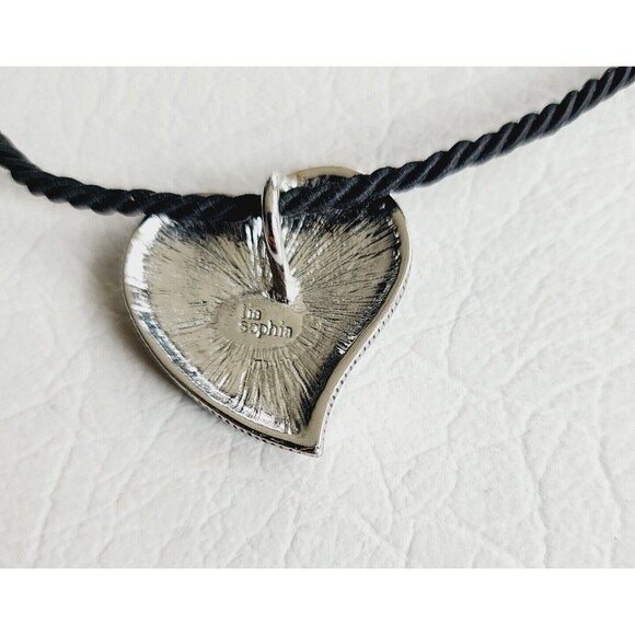 Lia Sophia Red Enamel Heart Pendant Black Cord Burning Love Necklace - Picture 3 of 7